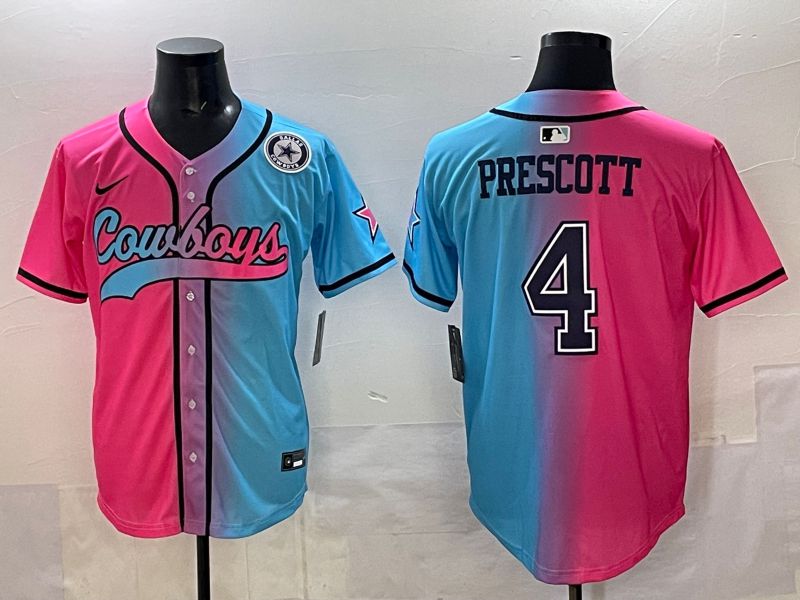 Men 2025 Dallas Cowboys #4 Prescott Blue pink Nike Limited NFL Jersey style 007->nfl hats->Sports Caps